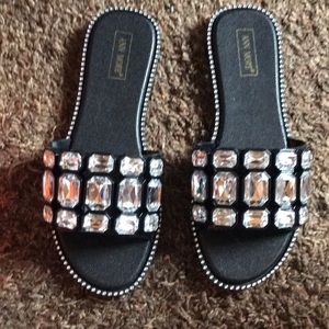 Bling slip on sandals size 9 black NWB
